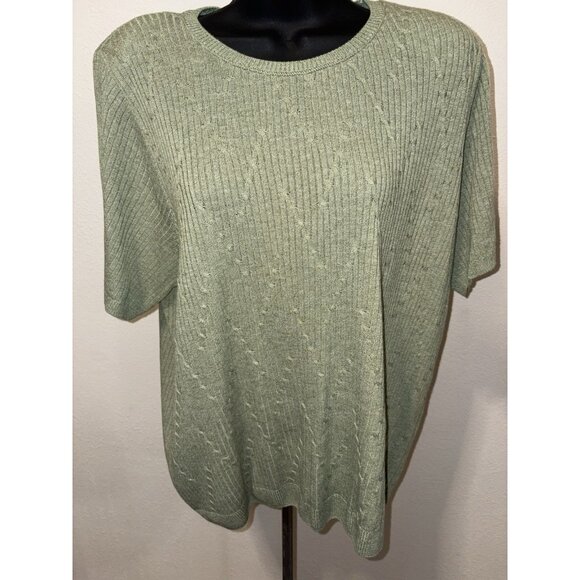 Alfred Dunner Pullover Knit Top Womens Size 1X Short Sleeve Made In USA - Picture 1 of 8